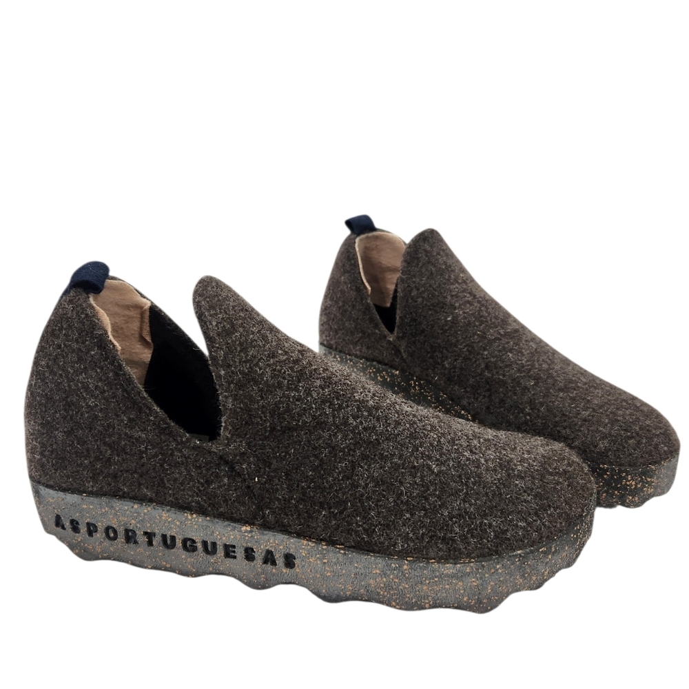 NEW Asportuguesas by Fly London Wool Platform Sneaker Dark Brown Size EU 37